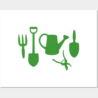 Green Garden Tools Posters and Art